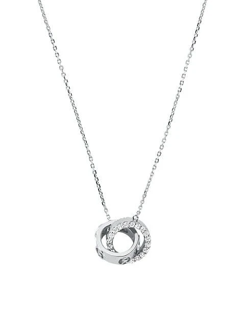 商品Michael Kors|Sterling Silver & Cubic Zirconia Interlocking-Ring Pendant Necklace,价格¥1120,第1张图片