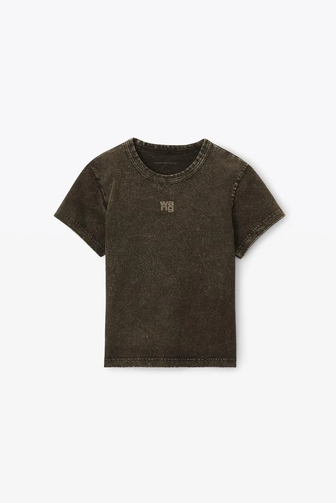 商品Alexander Wang|Puff Logo Shrunken Tee In Glitter Jersey,价格¥879,第3张图片详细描述