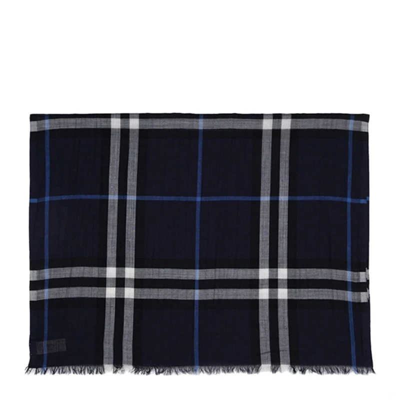 Burberry 巴宝莉 女士深蓝色羊毛格纹围巾 3931670-深蓝色 商品