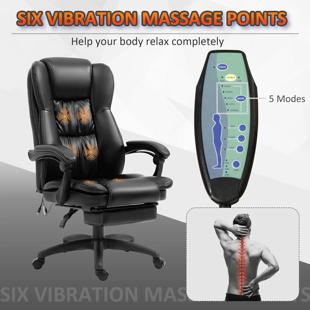 商品Streamdale Furniture|Streamdale Vinsetto High Back Massage Office Chair,价格¥2524,第3张图片详细描述