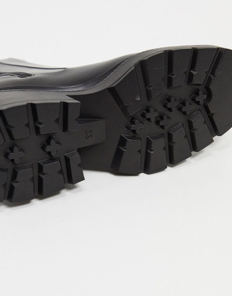 ASOS DESIGN Grounded heeled rain boots in black商品第4张图片规格展示