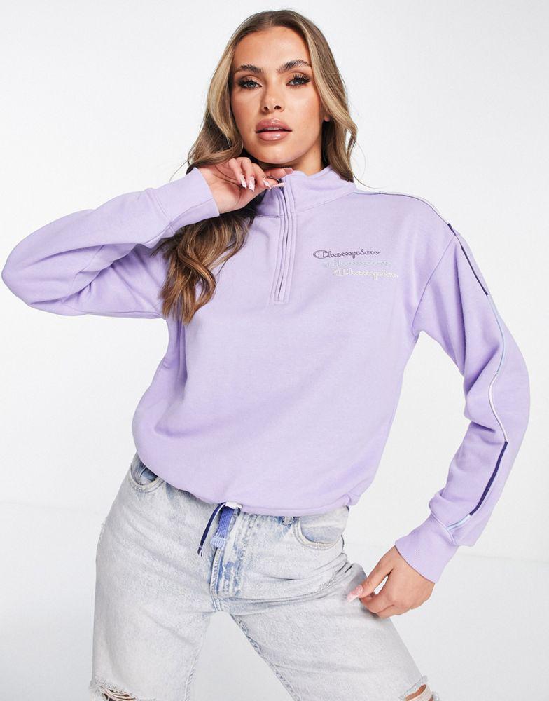 Champion half zip sweatshirt with logo in purple商品第4张图片规格展示