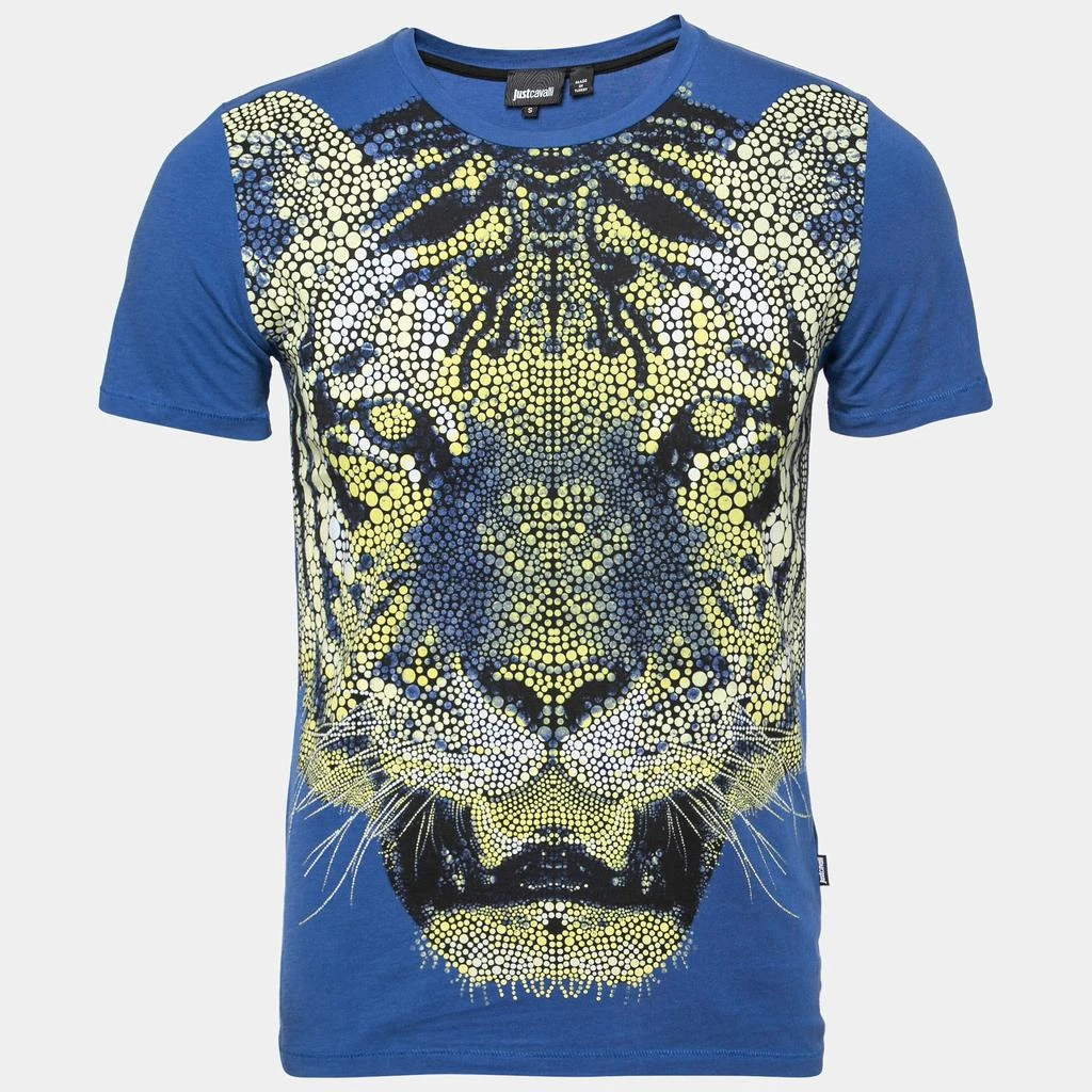 商品[二手商品] Just Cavalli|Just Cavalli Blue Lion Printed Cotton Short Sleeve T-Shirt S,价格¥791,第1张图片