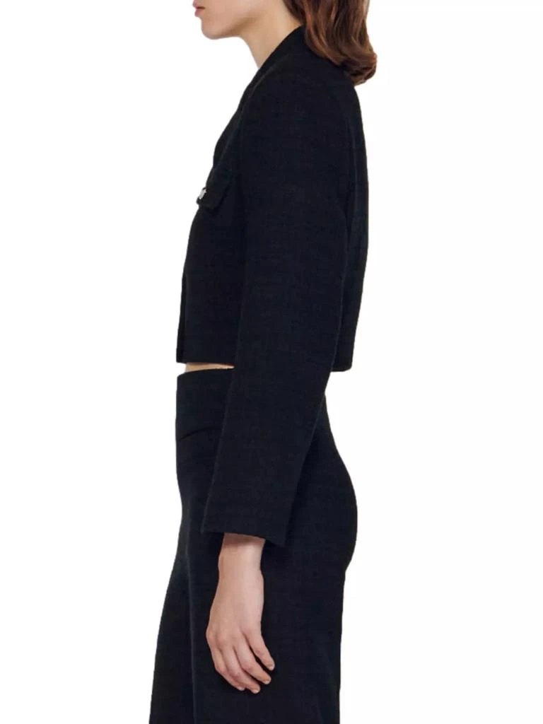 商品Sandro|Cropped Tweed Button-Up Jacket,价格¥1984,第5张图片详细描述