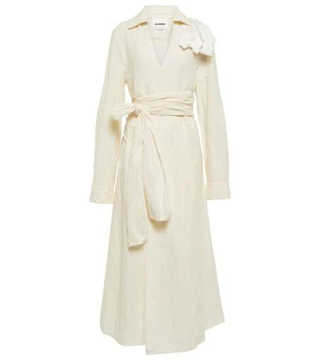 商品Jil Sander|亚麻与棉质裹身连衣裙,价格¥9712,第1张图片