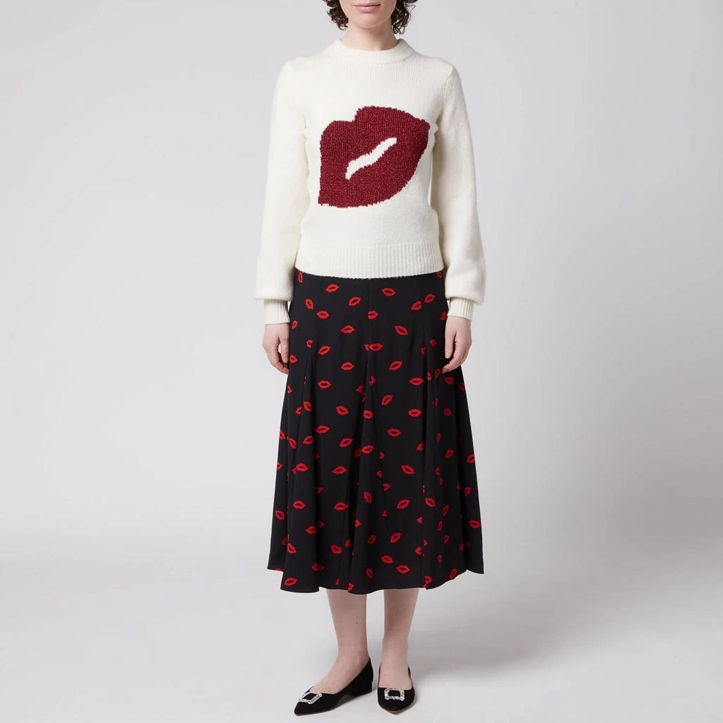 商品Kate Spade|Kate Spade New York Women's Lips Fluid Skirt - Black,价格¥460,第3张图片详细描述