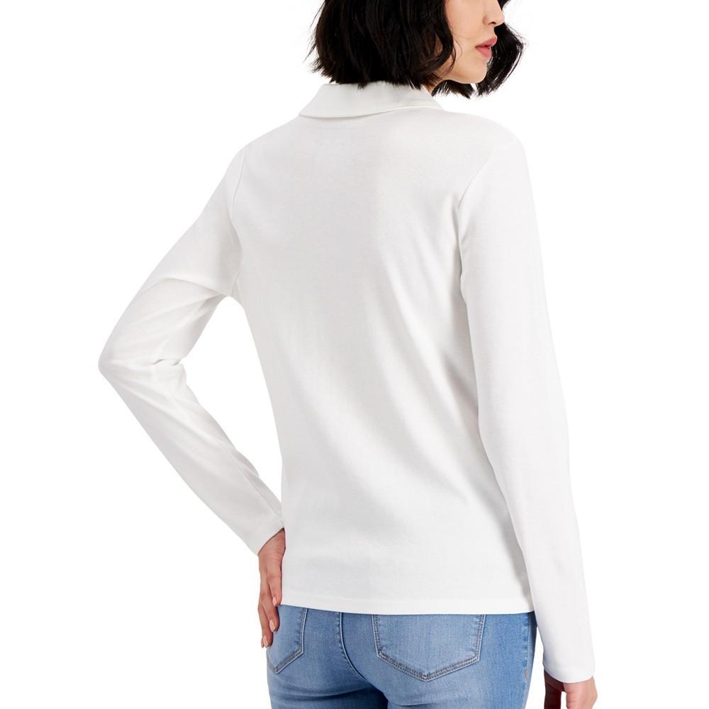 商品Charter Club|Women's Cotton Johnny Collar T-Shirt, Created for Macy's,价格¥149,第4张图片详细描述