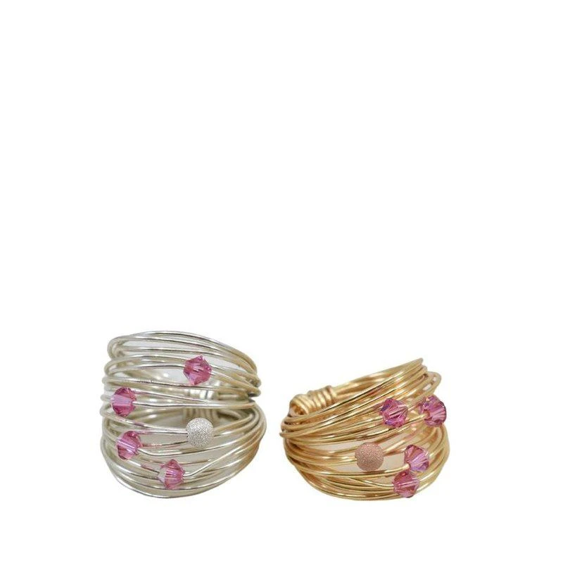 商品A Blonde and Her Bag|Marcia Wire Wrap Ring With Hot Pink Swarovski Crystals 6/GOLD OVER COPPER-MR-PMT-GC,价格¥154,第1张图片