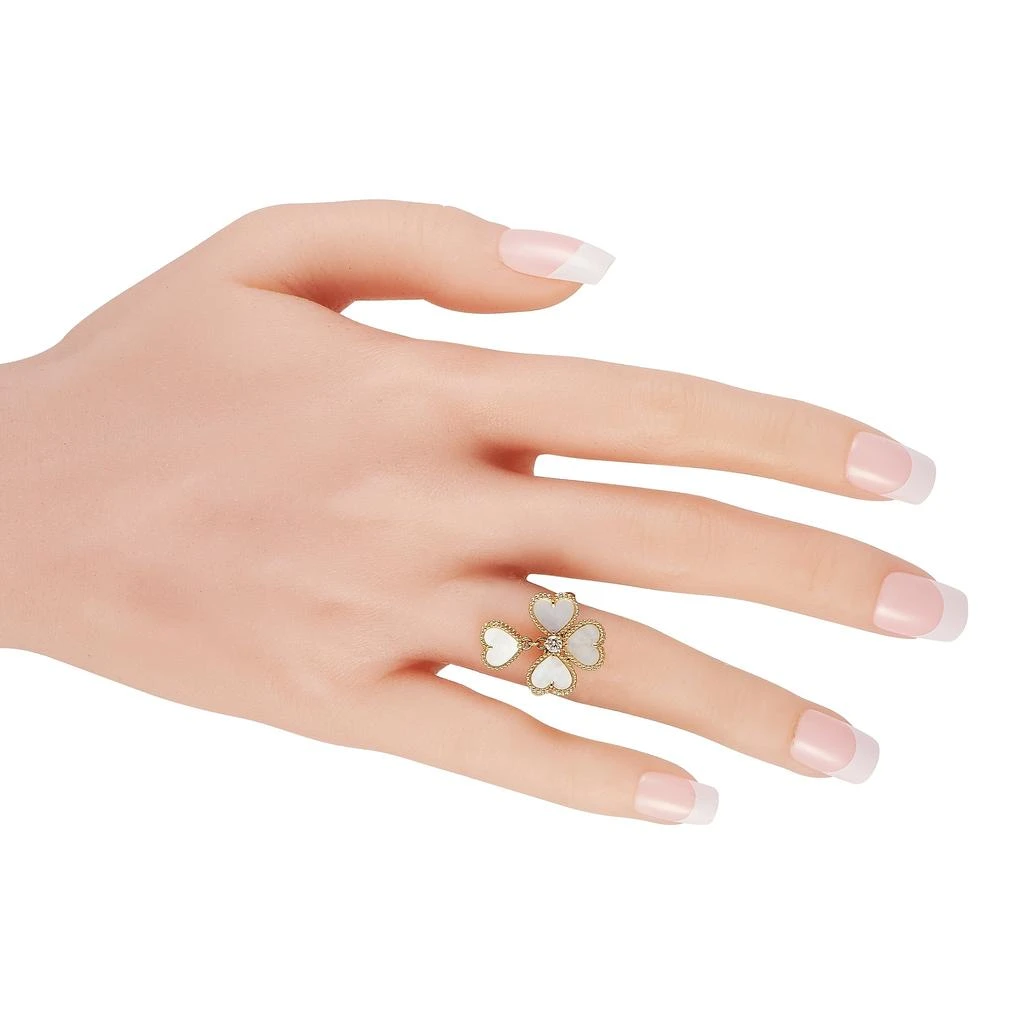 商品[二手商品] Van Cleef & Arpels|Van Cleef & Arpels Sweet Alhambra 18K Yellow Gold Diamond and Mother of Pearl Effeuillage Ring,价格¥31499,第4张图片详细描述