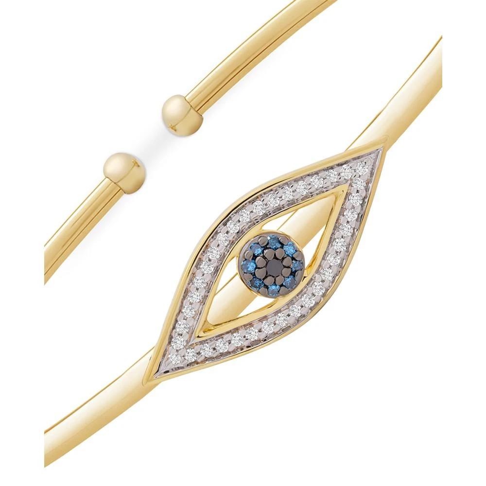 商品Wrapped|Diamond Evil Eye Flexie Bangle Bracelet (1/6 ct. t.w.) in 14k Gold-Plated Sterling Silver,价格¥1176,第3张图片详细描述