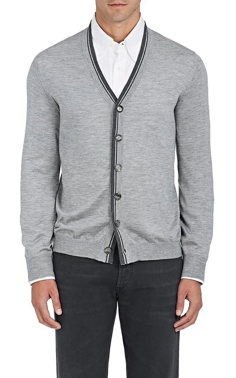 商品Brunello Cucinelli|Tipped Cashmere-Silk Cardigan,价格¥12826,第1张图片