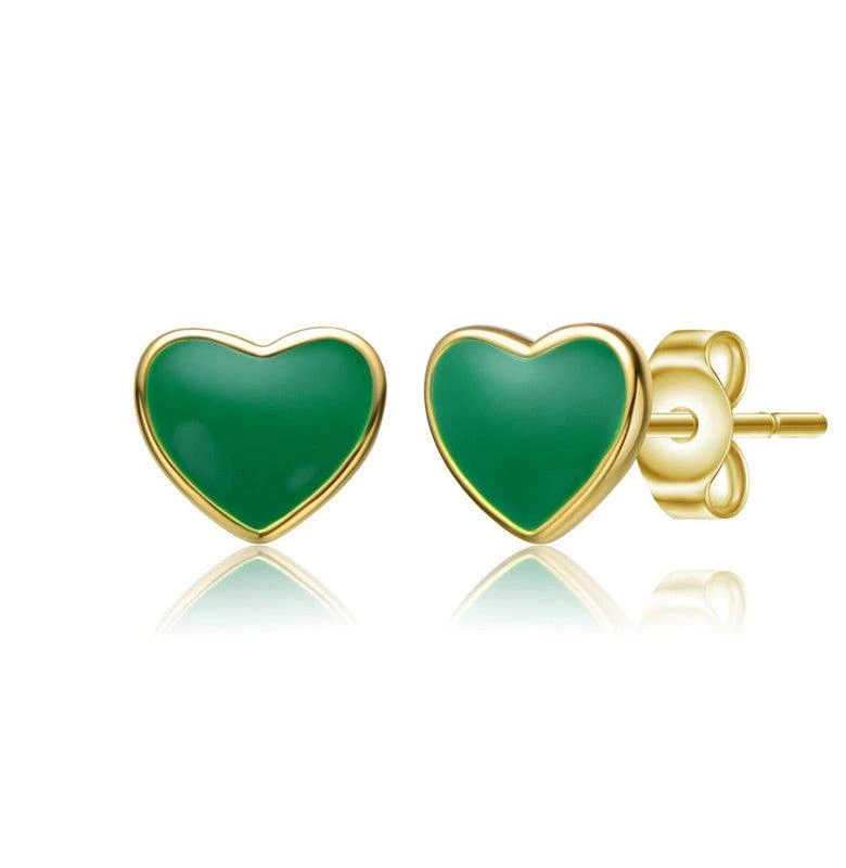 商品GigiGirl|Toddler/Kids 14k Gold Plated Colored Enamel Tiny Flat Heart Stud Earrings,价格¥302,第1张图片