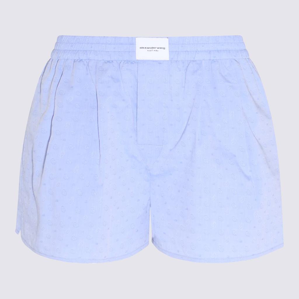 ALEXANDER WANG CHAMBRAY BLUE COTTON PAISLEY ELASTIC SHORTS商品第1张图片规格展示