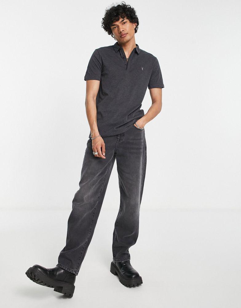 AllSaints Brace polo shirt in grey商品第4张图片规格展示