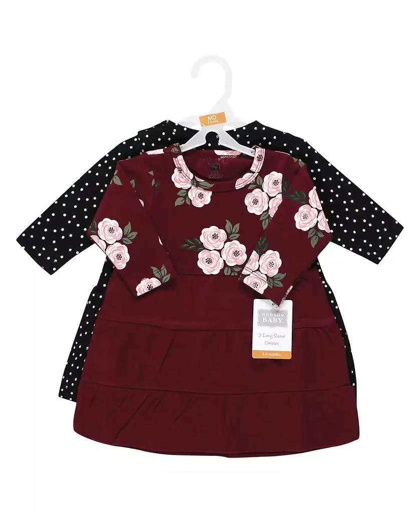 商品Hudson|Baby Girls Cotton Dresses, Black Burgundy Floral,价格¥300,第2张图片详细描述