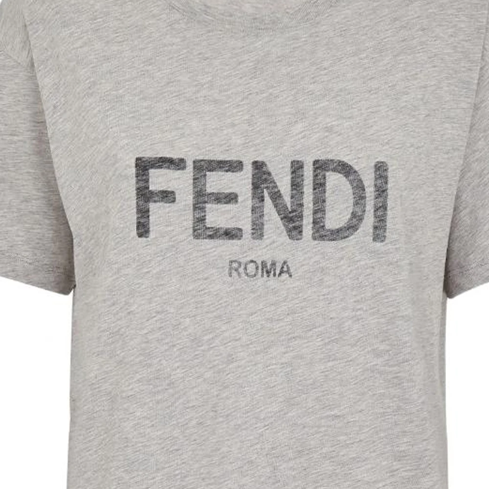 商品[国内直发] Fendi|芬迪  印花Logo圆领短袖 T恤 女款 灰色,价格¥2891,第7张图片详细描述