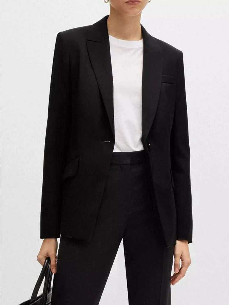 商品Hugo Boss|Regular-Fit Jacket In Virgin Wool With Slit Cuffs,价格¥4458,第2张图片详细描述