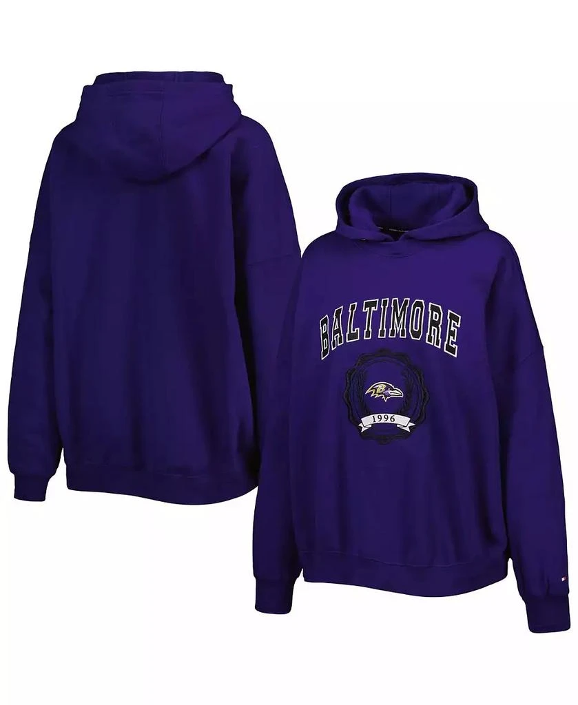 商品Tommy Hilfiger|Women's Purple Baltimore Ravens Becca Drop Shoulder Pullover Hoodie,价格¥501,第3张图片详细描述