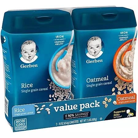 商品Gerber|婴儿辅食米糊 (16 oz.2罐装),价格¥78,第2张图片详细描述