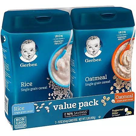 商品Gerber|婴儿辅食米糊 (16 oz.2罐装),价格¥71,第4张图片详细描述