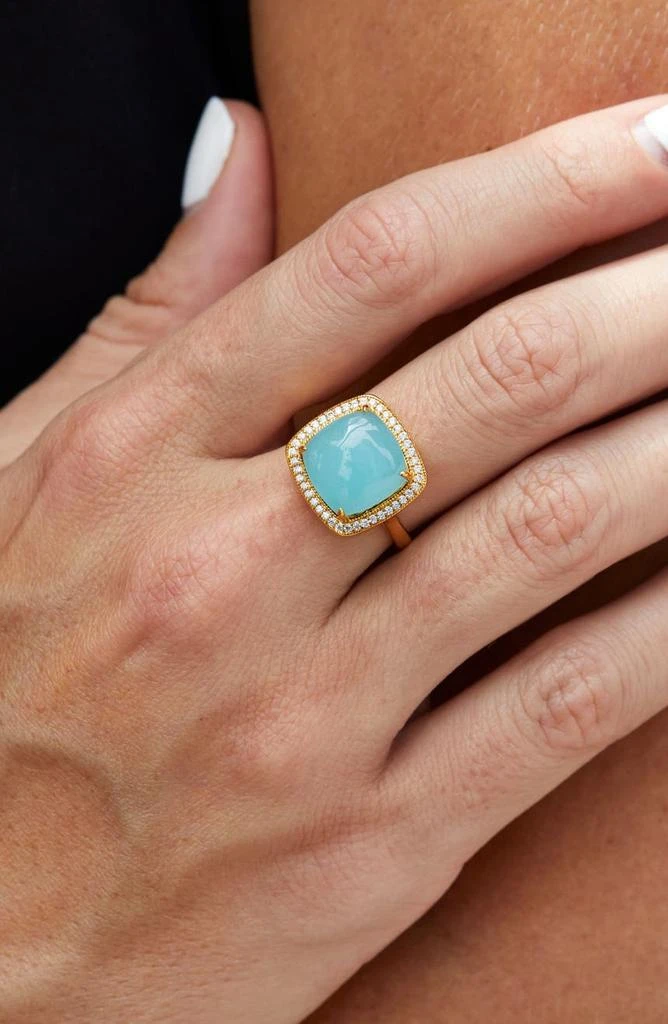 商品Savvy Cie Jewels|18K Gold Vermeil CZ Halo Stone Ring,价格¥416,第2张图片详细描述