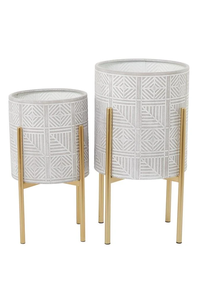 商品VIVIAN LUNE HOME|Gray Metal Bohemian Planter with Removable Stand - Set of 2,价格¥740,第2张图片详细描述