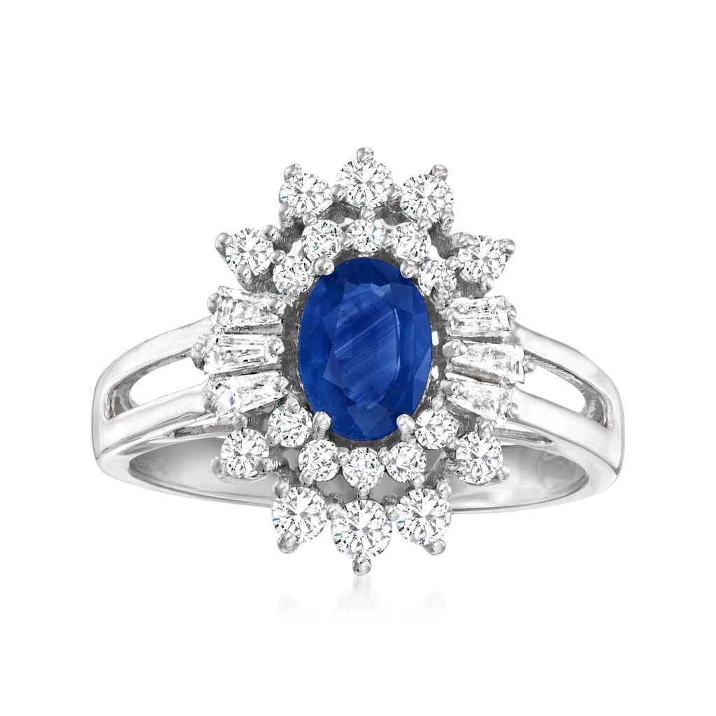 商品Ross-Simons|Sapphire and . Diamond Ring in 14kt White Gold,价格¥9472,第1张图片