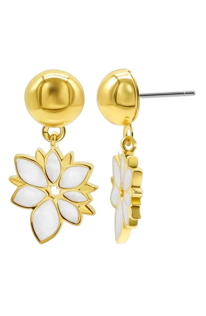 商品ADORNIA|White Mother-of-Pearl Flower Drop Earrings,价格¥152,第1张图片