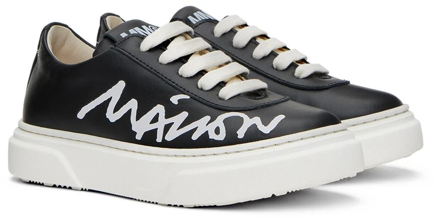 商品MAISON MARGIELA|Kids Black Cursive Logo Sneakers,价格¥648,第4张图片详细描述