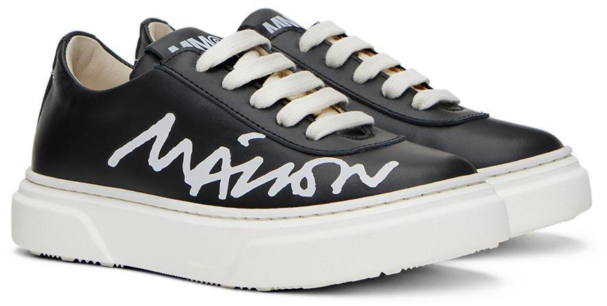 商品MAISON MARGIELA|Kids Black Cursive Logo Sneakers,价格¥2050,第6张图片详细描述