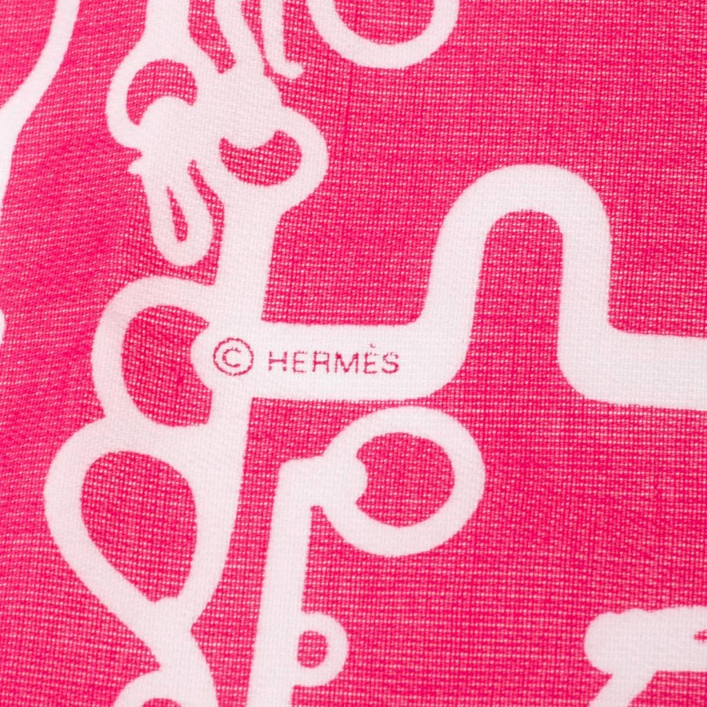 商品[二手商品] Hermes|Hermes Pink Stirrup Printed Cotton Square Scarf,价格¥2353,第4张图片详细描述