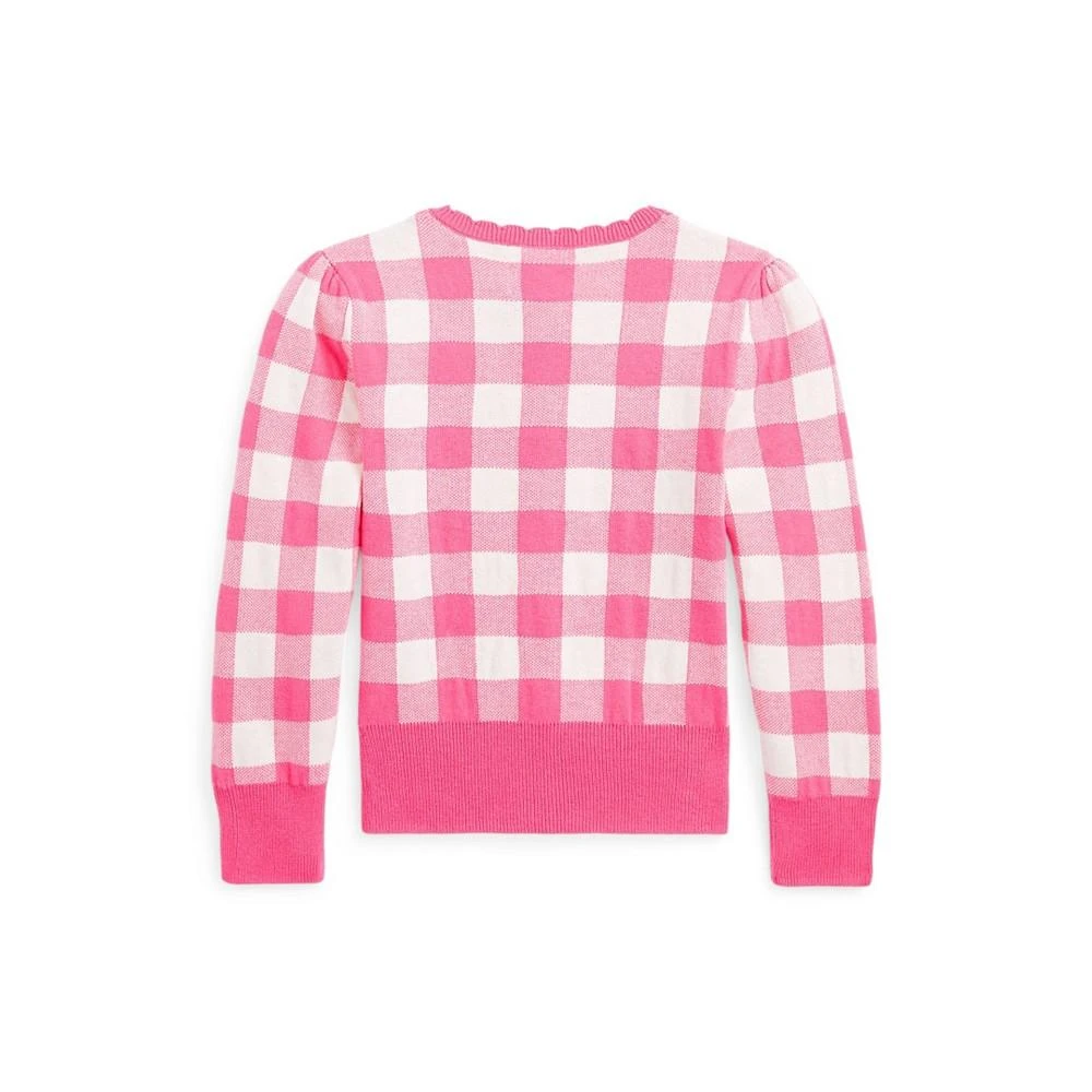 商品Ralph Lauren|Toddler and Little Girls Crewneck Gingham Cotton Cardigan,价格¥181,第2张图片详细描述