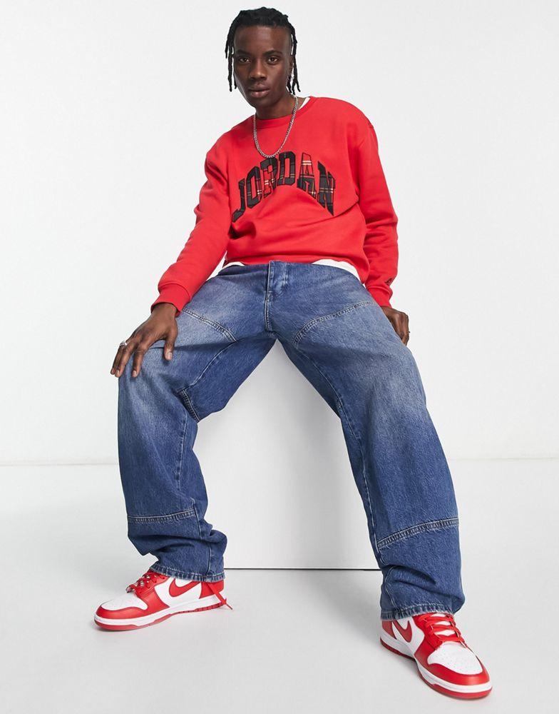 Jordan essentials sweatshirt in fire red with check logo商品第4张图片规格展示