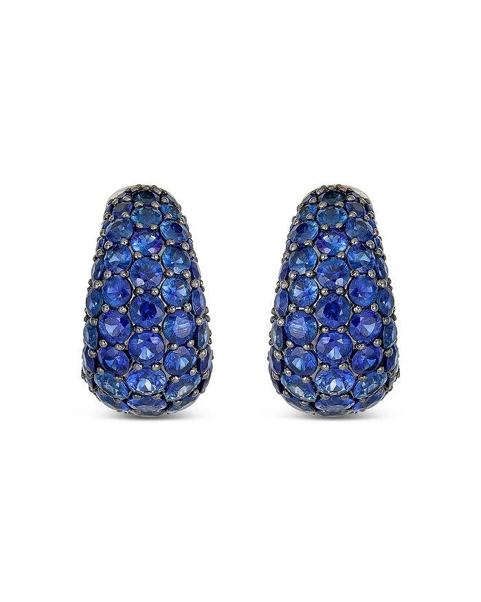 商品Piranesi|18K White Gold Dome Huggie Hoop Earrings with Blue Sapphires,价格¥74644,第1张图片详细描述