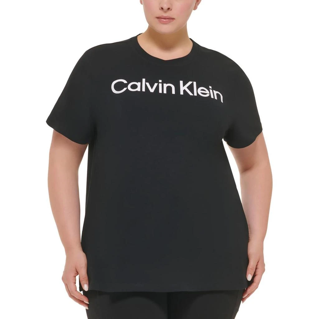商品Calvin Klein|Calvin Klein Womens Plus Logo Crewneck Pullover Top,价格¥125-¥154,第2张图片详细描述