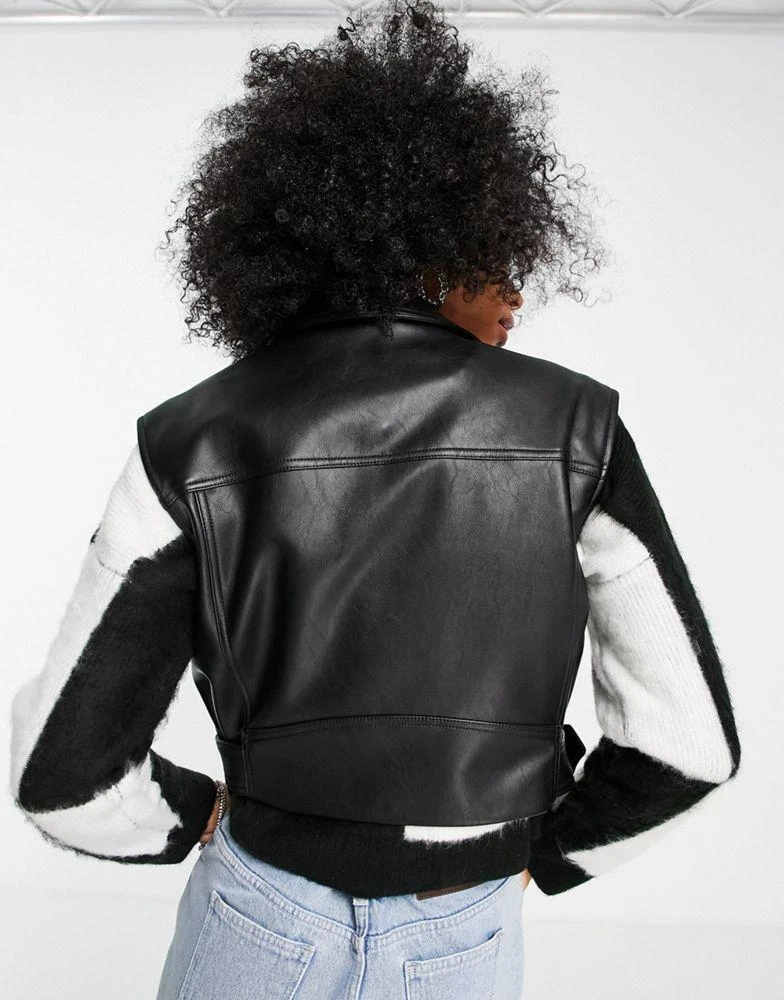 商品Topshop|Topshop cropped sleeveless biker jacket in black,价格¥322,第2张图片详细描述