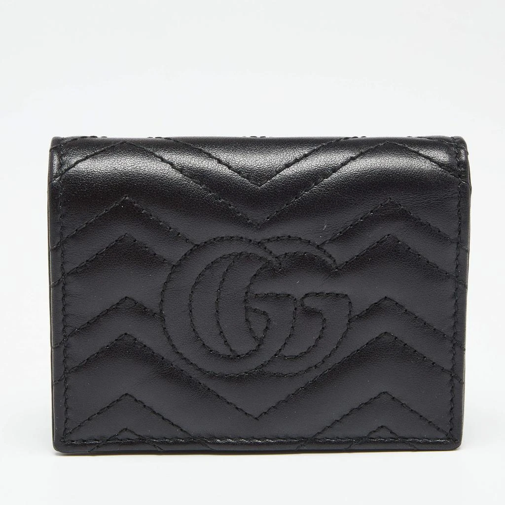 商品[二手商品] Gucci|Gucci Black Matelassé Leather GG Marmont Card Case,价格¥3152,第5张图片详细描述
