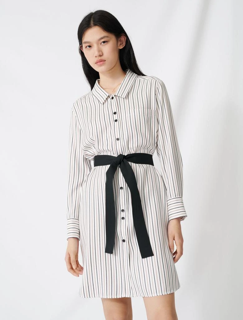 商品Maje|Belted pinstriped shirt dress,价格¥519,第1张图片