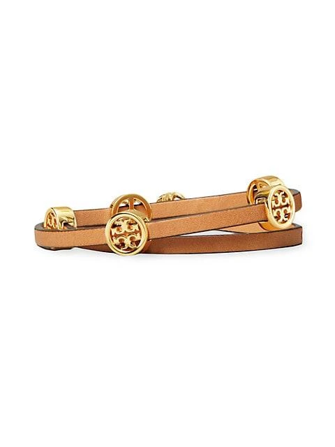 商品Tory Burch|Miller Goldtone & Leather Double-Wrap Bracelet,价格¥378,第1张图片