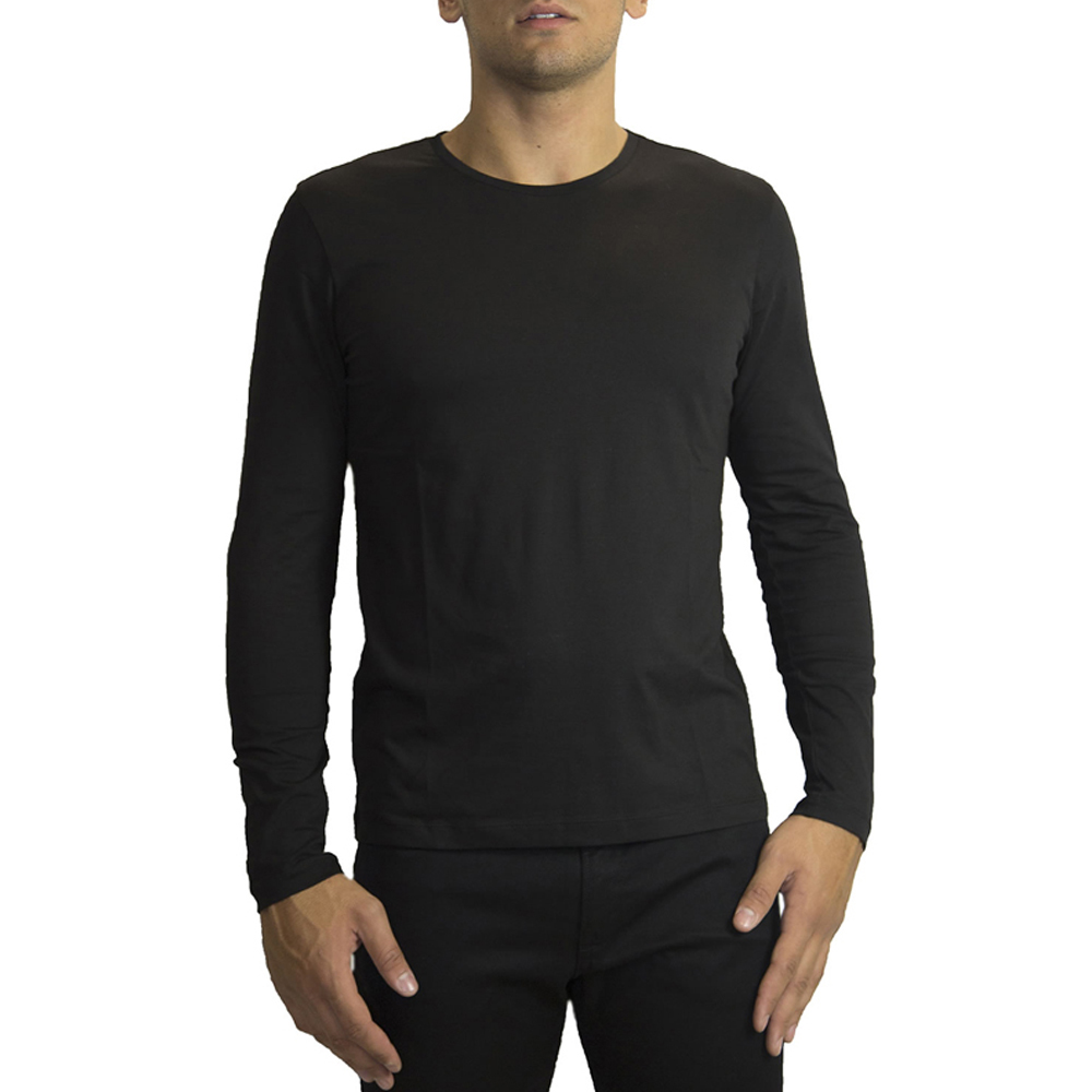 HUGO BOSS 男士黑色棉质长袖T恤 LEO80-50271298-001商品第1张图片规格展示
