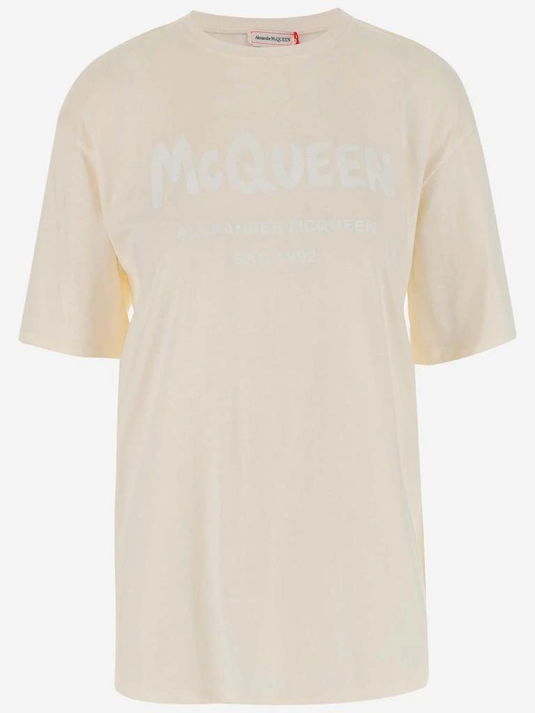 商品Alexander McQueen|ALEXANDER MCQUEEN COTTON T-SHIRT WITH LOGO,价格¥1385,第1张图片