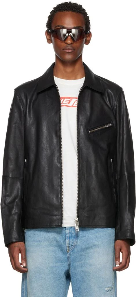 商品Diesel|Black Korn Leather Jacket,价格¥3958,第1张图片