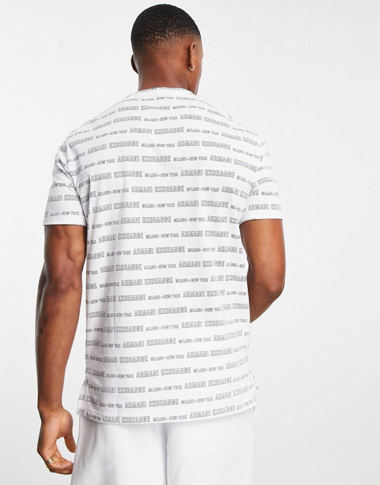 Armani Exchange all over logo print t-shirt in white商品第4张图片规格展示