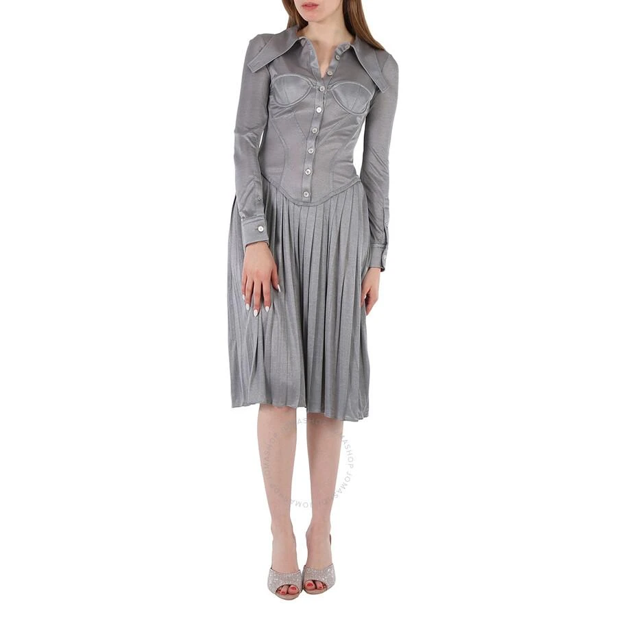 商品Burberry|Grey Melange Marcella Pleated Jersey Corset Dress,价格¥2097,第2张图片详细描述