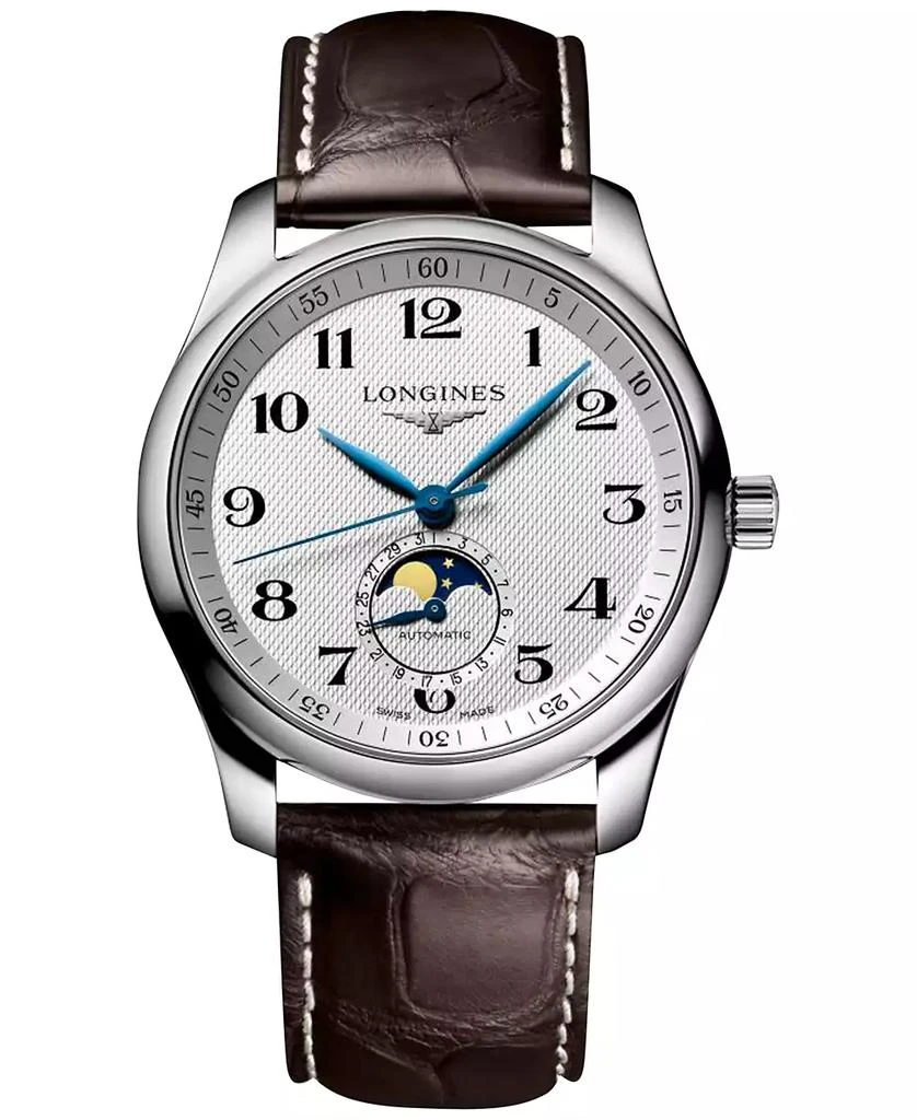 商品Longines|Men's Swiss Automatic Master Brown Leather Strap Watch 40mm,价格¥18871,第1张图片