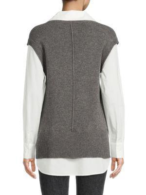 商品Tahari|​Wool Cashmere Sweater Vest Shirt,价格¥1077,第4张图片详细描述