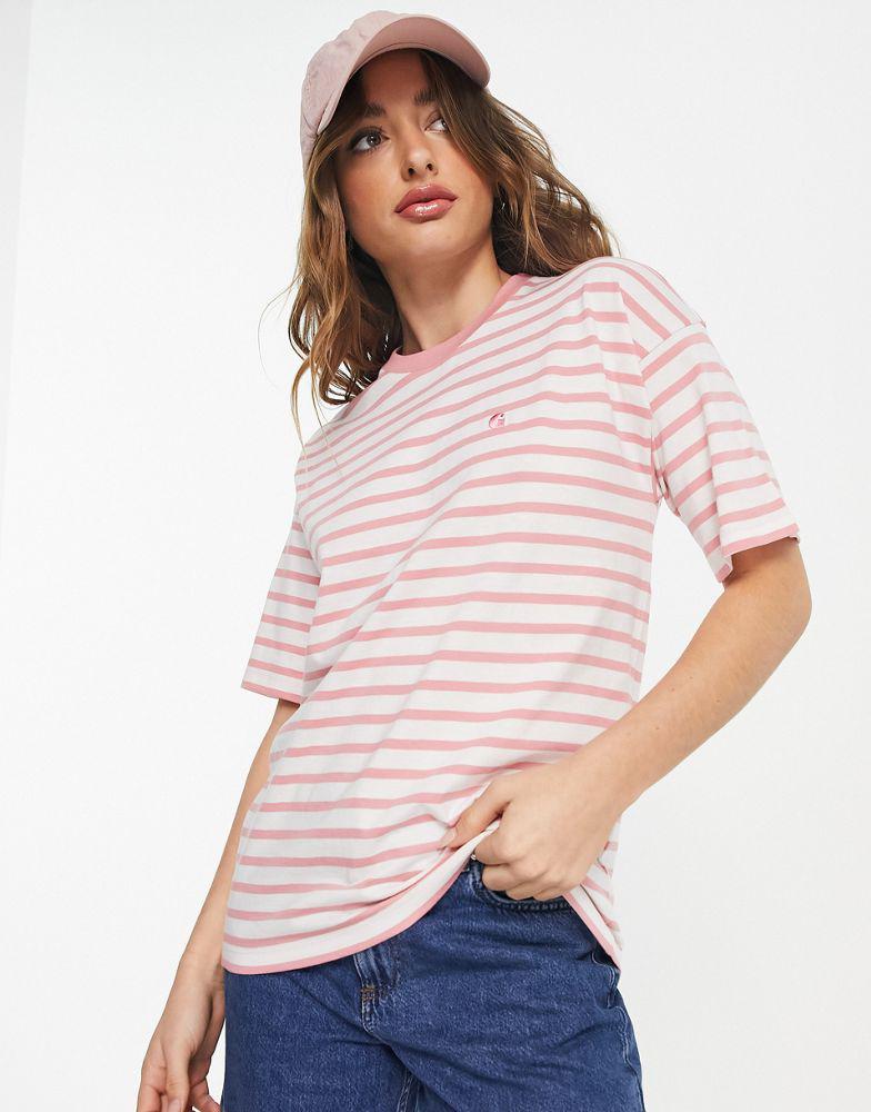 Carhartt WIP robie striped t-shirt in pink商品第1张图片规格展示