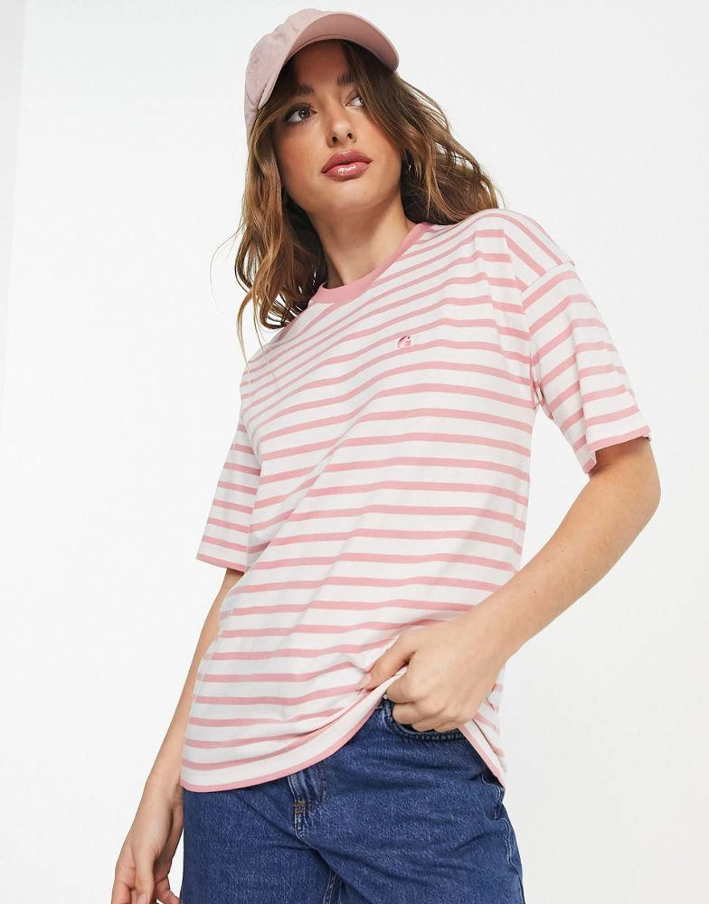 商品Carhartt|Carhartt WIP robie striped t-shirt in pink,价格¥195,第1张图片