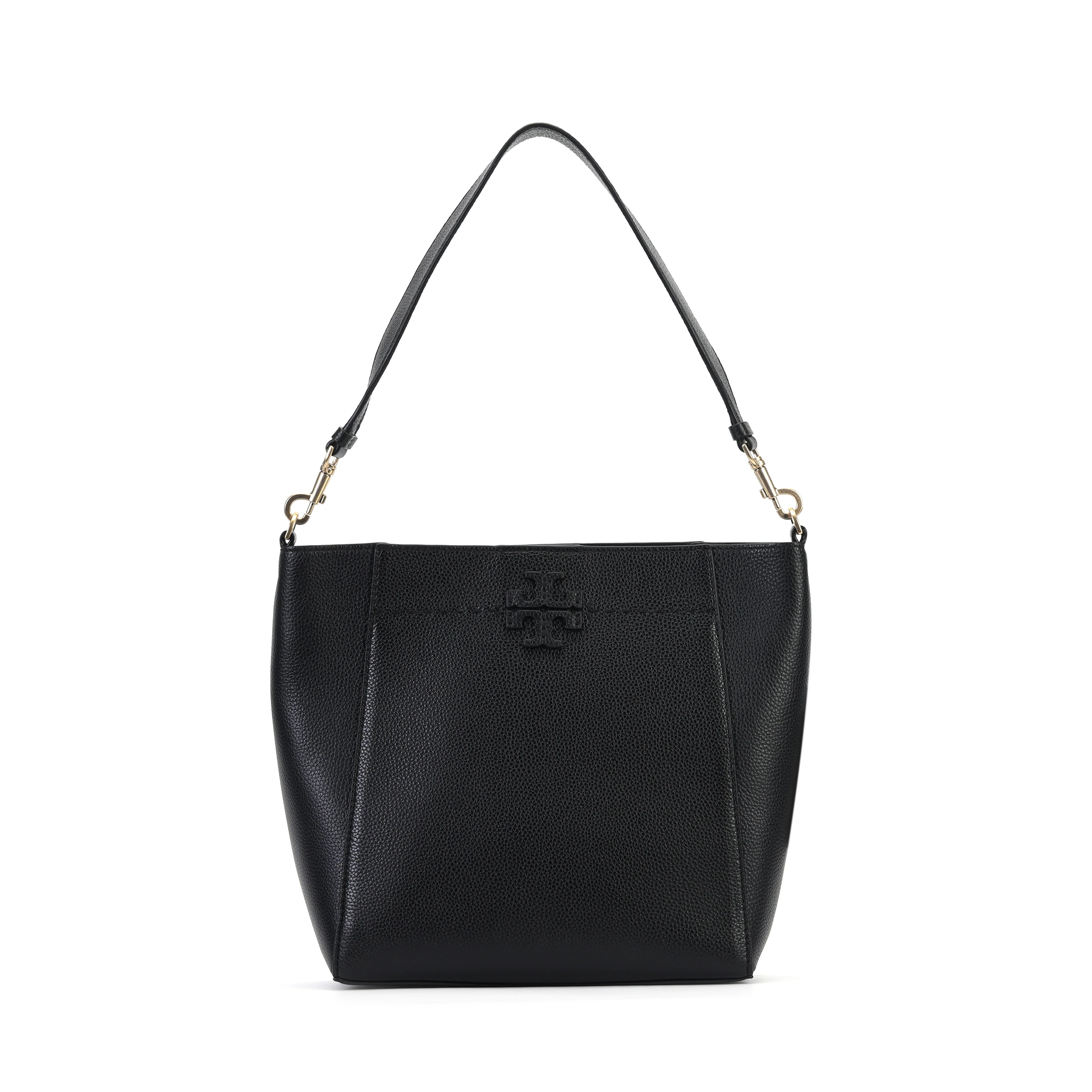 商品[国内直发] Tory Burch|McGraw 荔枝纹大容量 牛皮 Hobo水桶包单肩手提包 大号 女款 黑色,价格¥3767,第1张图片