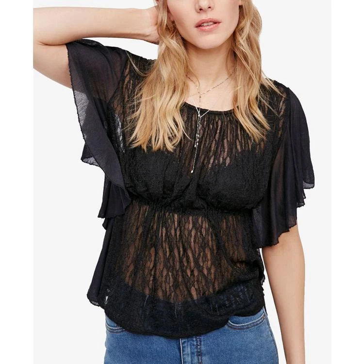 商品Free People|June Split-Sleeve Sheer Lace Top,价格¥135,第1张图片